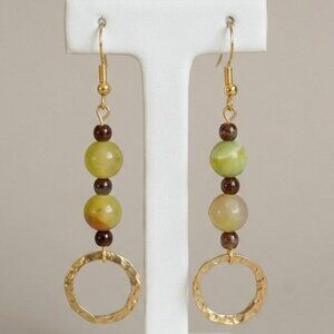 Fire Agate Gemstone Pierced Earrings